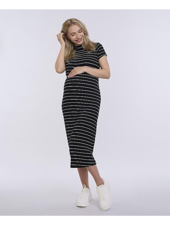 Motherhood Maternity Dresses & Skirts - Striped Black Maternity Midi Dress
